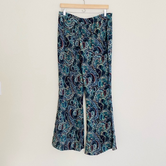 Zara Wide Leg Paisley Printed Flare Leg Pants SZ L - Picture 4 of 8